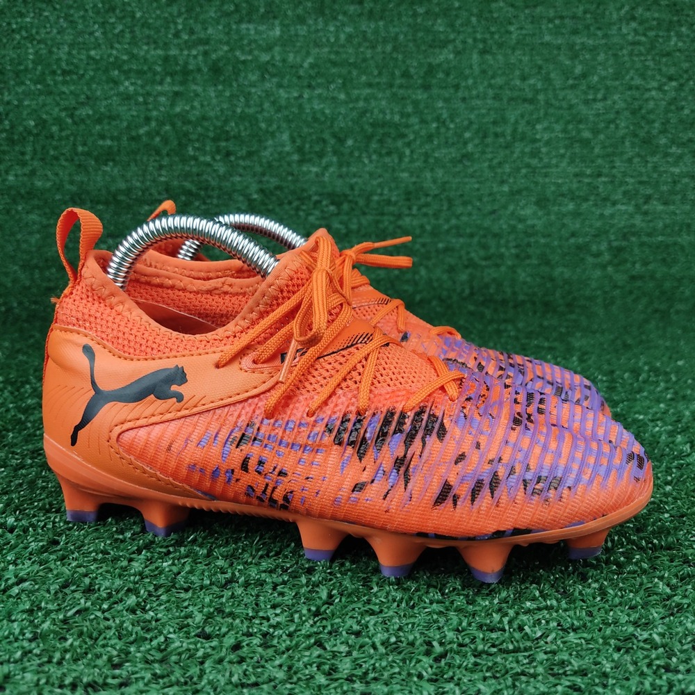 Puma Soccer Cleats Kids Size 1 Orange Future 7 Play FG/AG 108436-01 Athletic